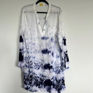 Roberta roller rabbit tie dye shirt dress. Sheer. Size m/l. 100%cotton